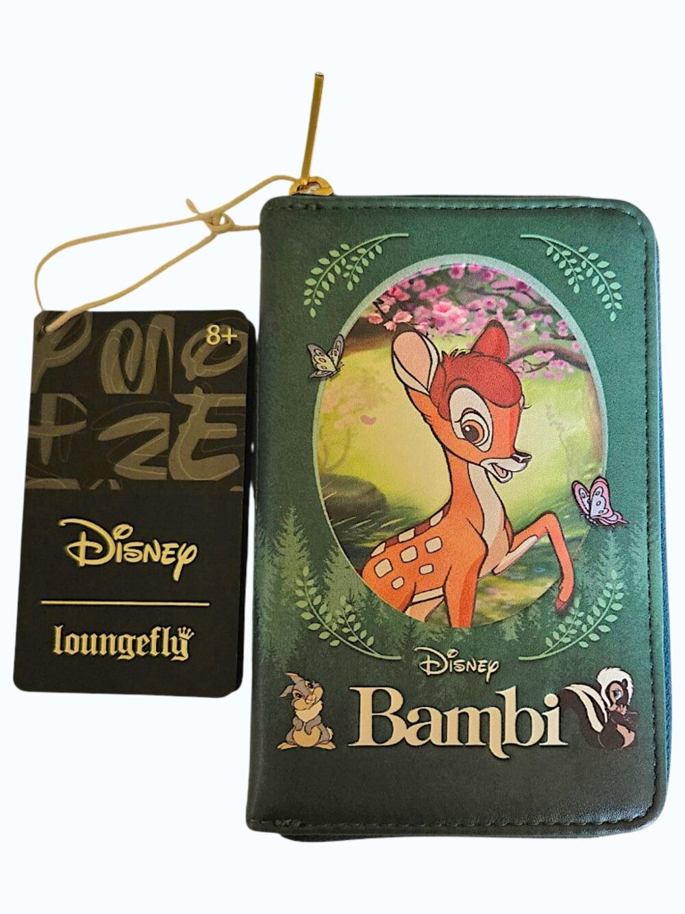 Loungefly Disney Bambi Classics Books Zip Around Wallet Forest Green Storybook